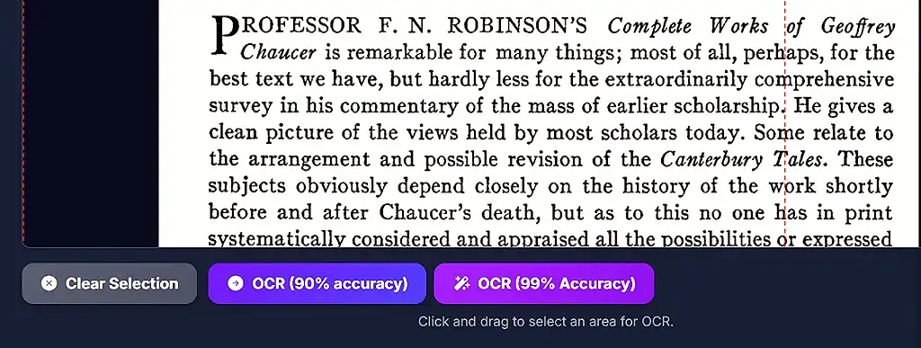 OCR method selection