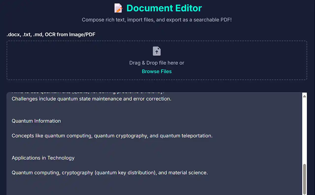 Document editor section